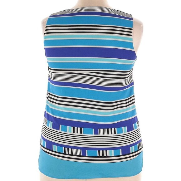 New,  Anthropologie Rose + Olive Chiffon Striped Layered Top - Picture 2 of 13